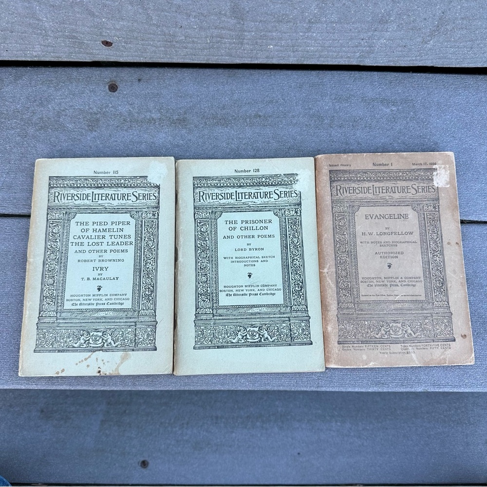 Antique Riverside Literature Series Vintage Collectible Paper Books Set